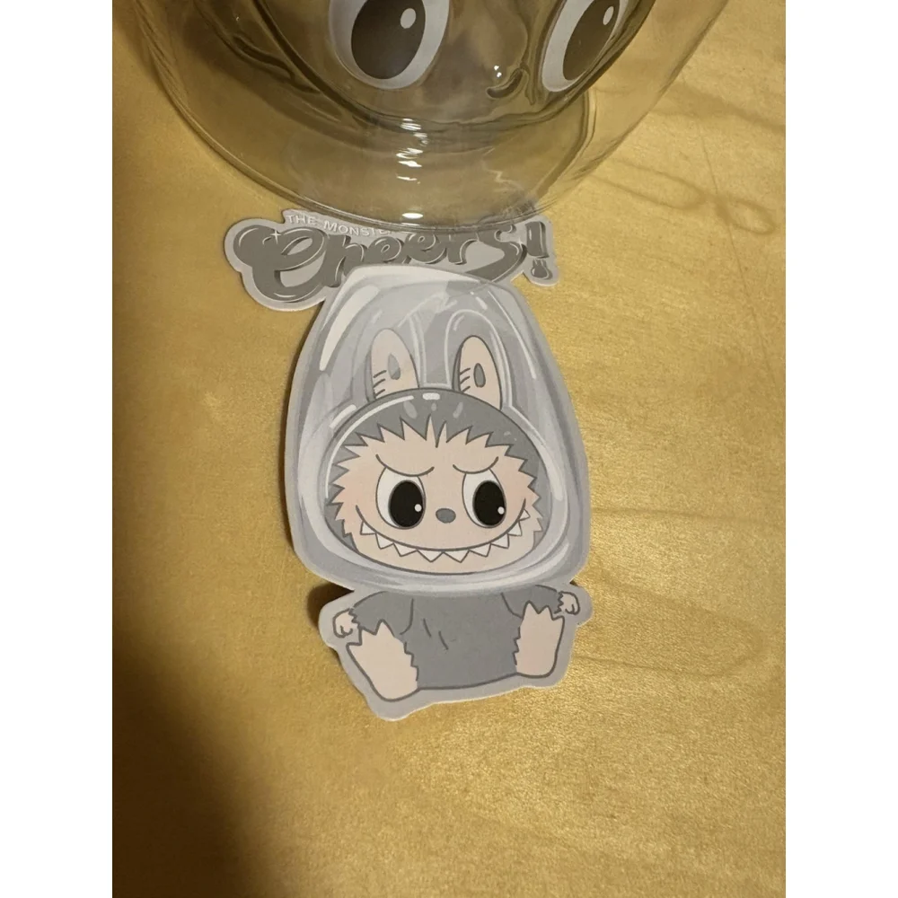 POP MART The Monsters CHEERS Labubu Sincerity Grey Glass Cup Open Box